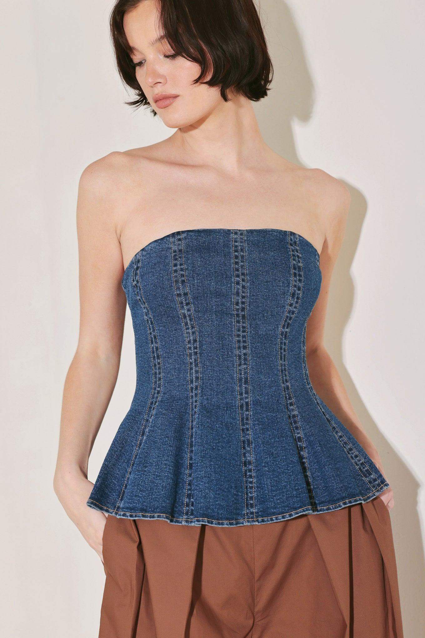 POWER PLAY DENIM TOP - Flying Tomato - Flyclothing LLC