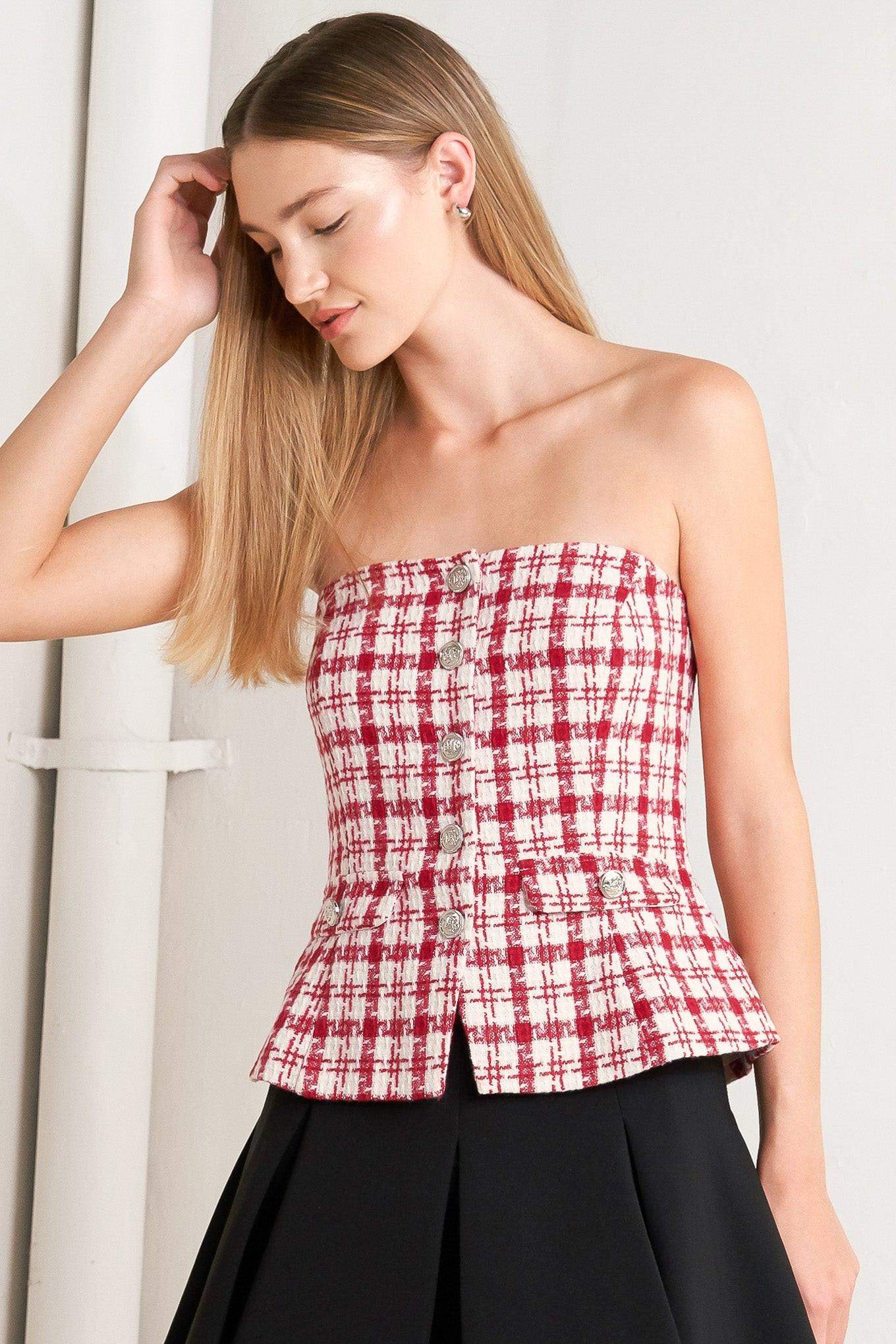 LADY CODE TWEED TOP - Flying Tomato - Flyclothing LLC