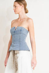 MODERN MERMAID CORSET DENIM TOP - Flying Tomato - Flyclothing LLC