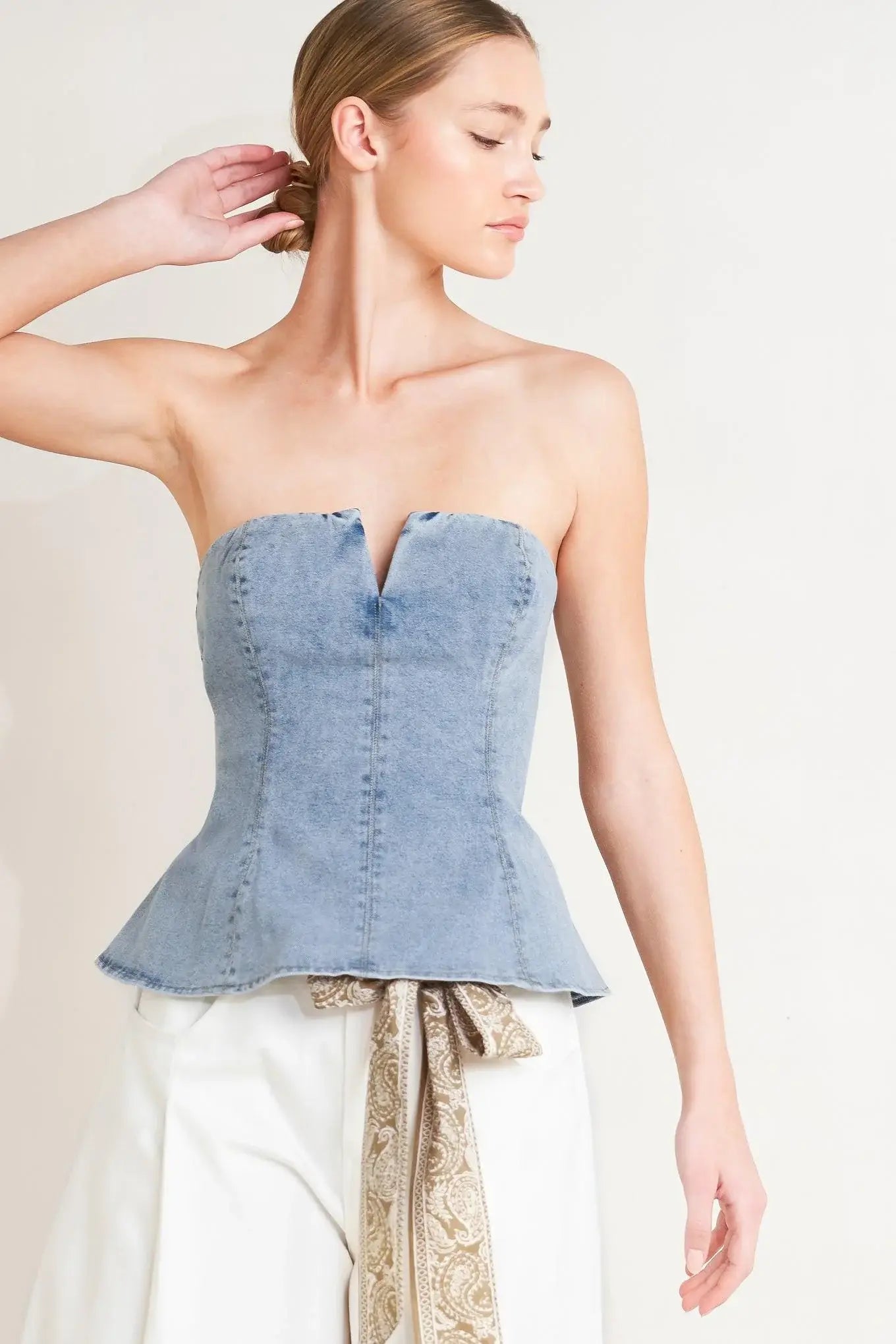 MODERN MERMAID CORSET DENIM TOP - Flying Tomato - Flyclothing LLC