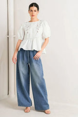 SILENT MORNING WOVEN TOP - Flying Tomato - Flyclothing LLC