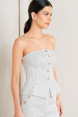 EFFORTLESS FORM STRIPE WOVEN TWILL TOP - Flying Tomato - Flyclothing LLC