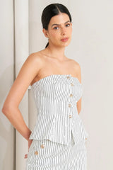 EFFORTLESS FORM STRIPE WOVEN TWILL TOP - Flying Tomato - Flyclothing LLC