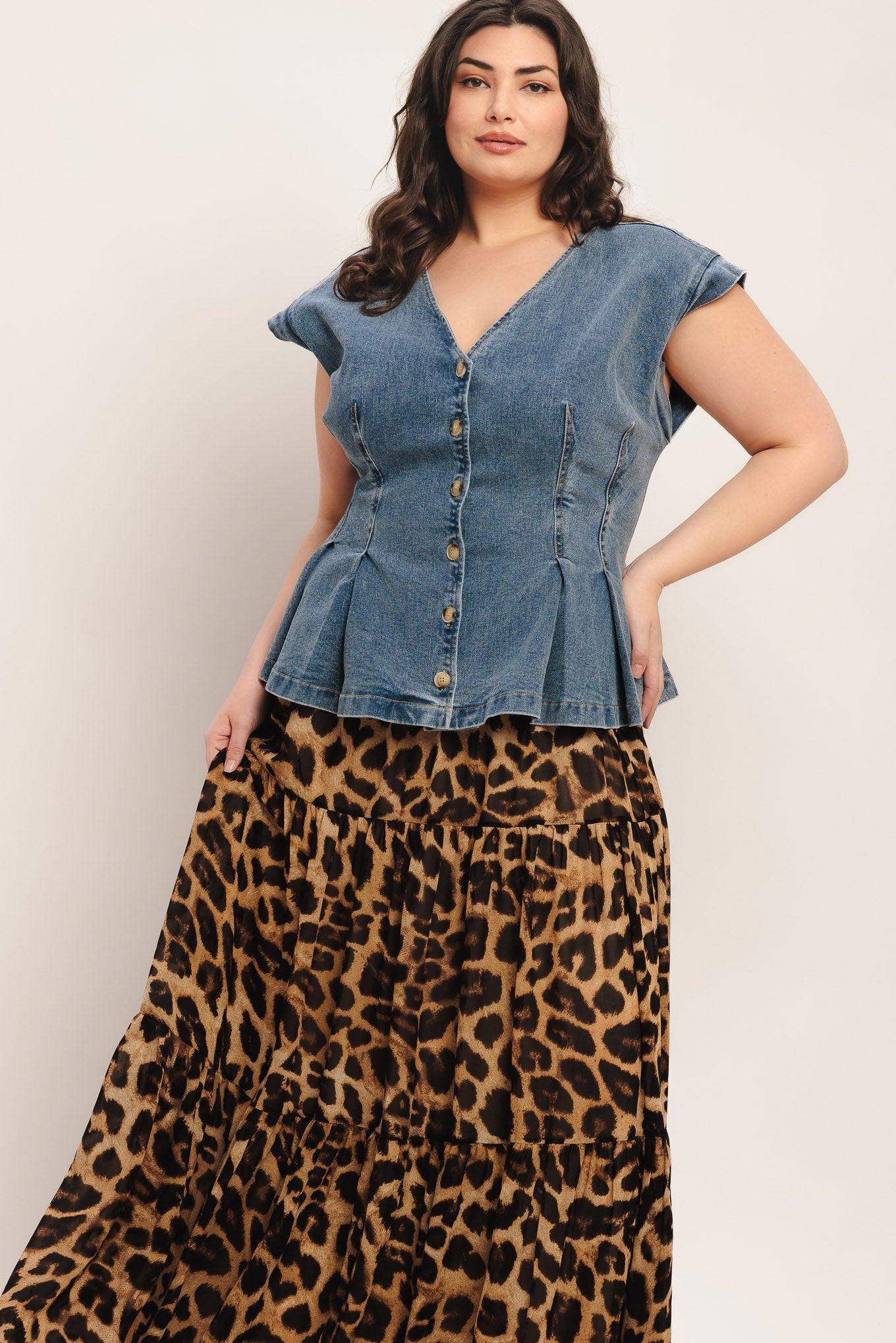 NO SECOND THOUGHT WASHED DENIM TOP - Flying Tomato - Flyclothing LLC