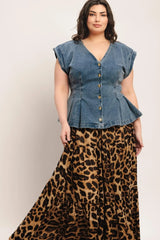 NO SECOND THOUGHT WASHED DENIM TOP - Flying Tomato - Flyclothing LLC