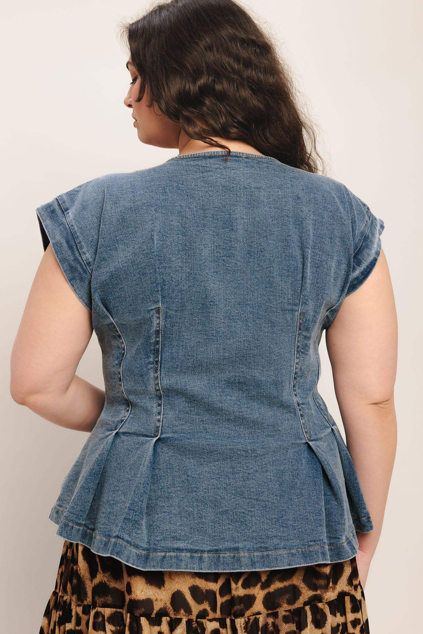 NO SECOND THOUGHT WASHED DENIM TOP - Flying Tomato - Flyclothing LLC