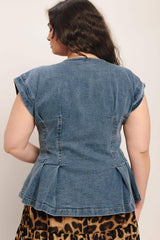 NO SECOND THOUGHT WASHED DENIM TOP - Flying Tomato - Flyclothing LLC