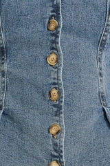 NO SECOND THOUGHT WASHED DENIM TOP - Flying Tomato - Flyclothing LLC