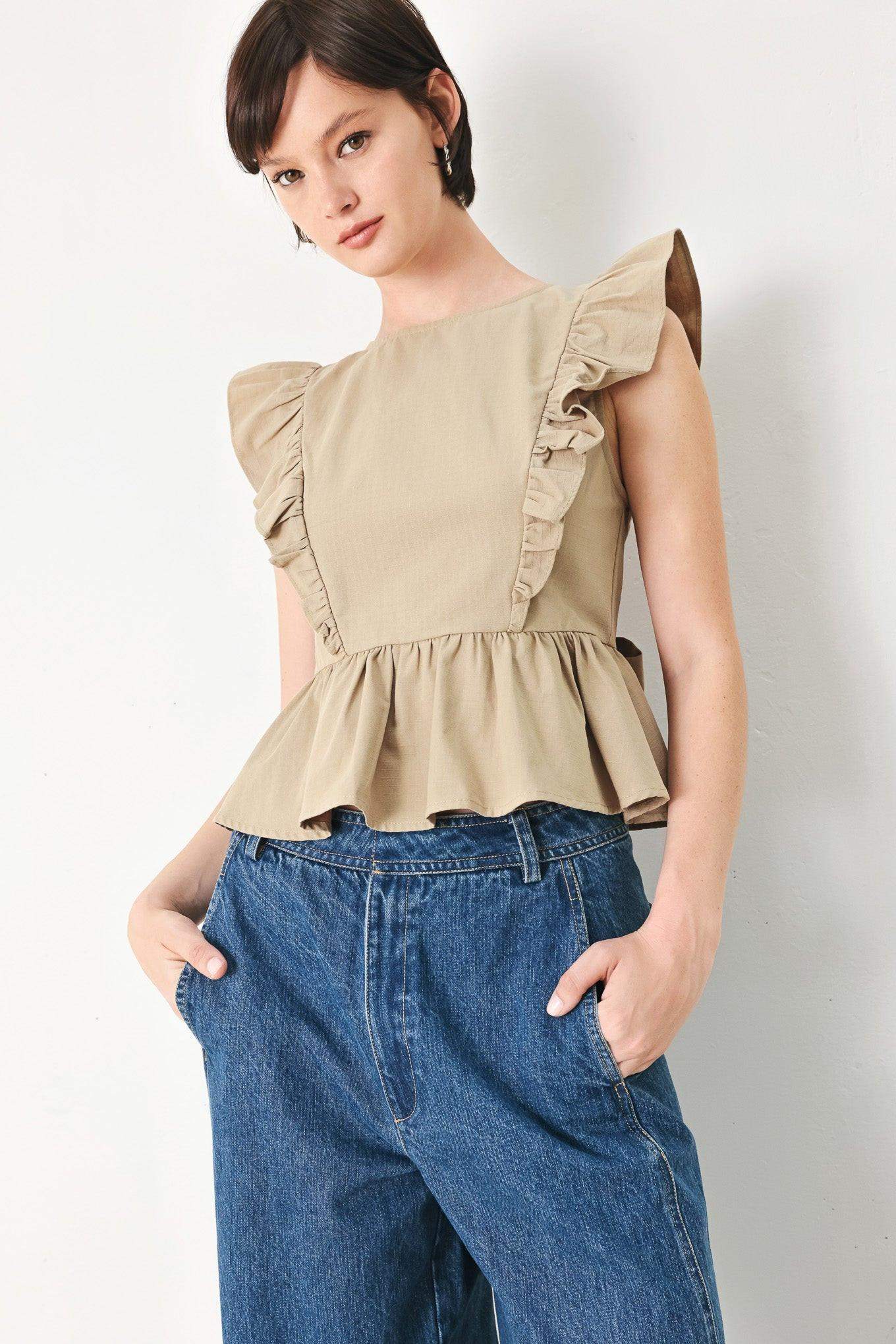 WHITE BLOSSOM WOVEN TOP - Flying Tomato - Flyclothing LLC