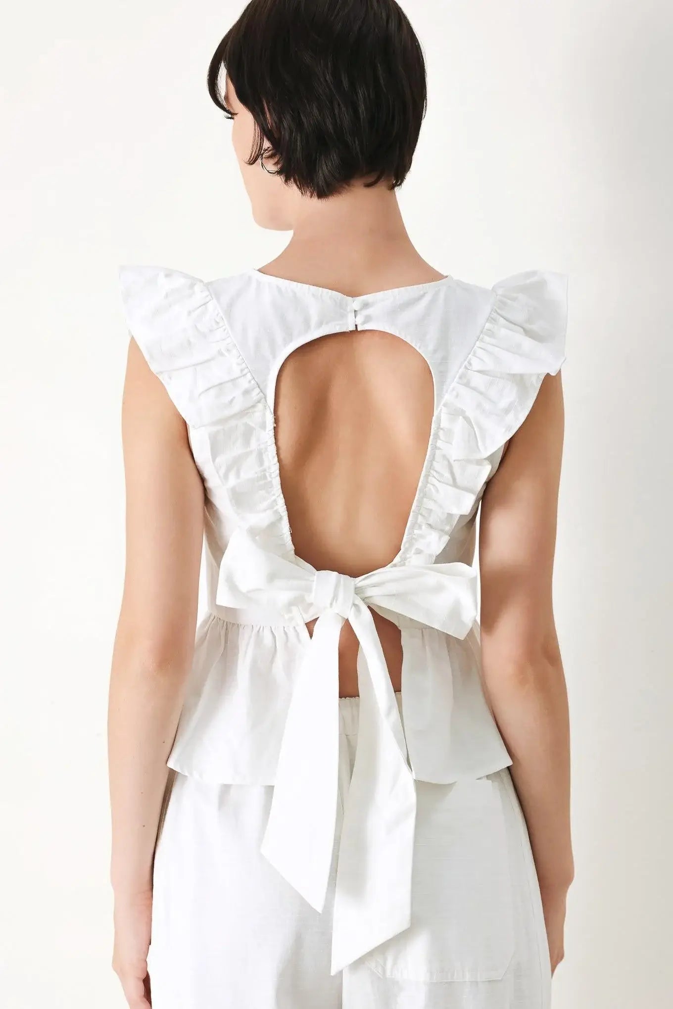 WHITE BLOSSOM WOVEN TOP - Flying Tomato - Flyclothing LLC