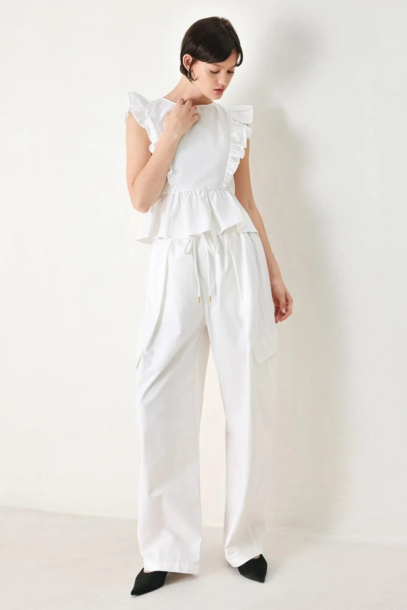 WHITE BLOSSOM WOVEN TOP - Flying Tomato - Flyclothing LLC