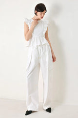 WHITE BLOSSOM WOVEN TOP - Flying Tomato - Flyclothing LLC