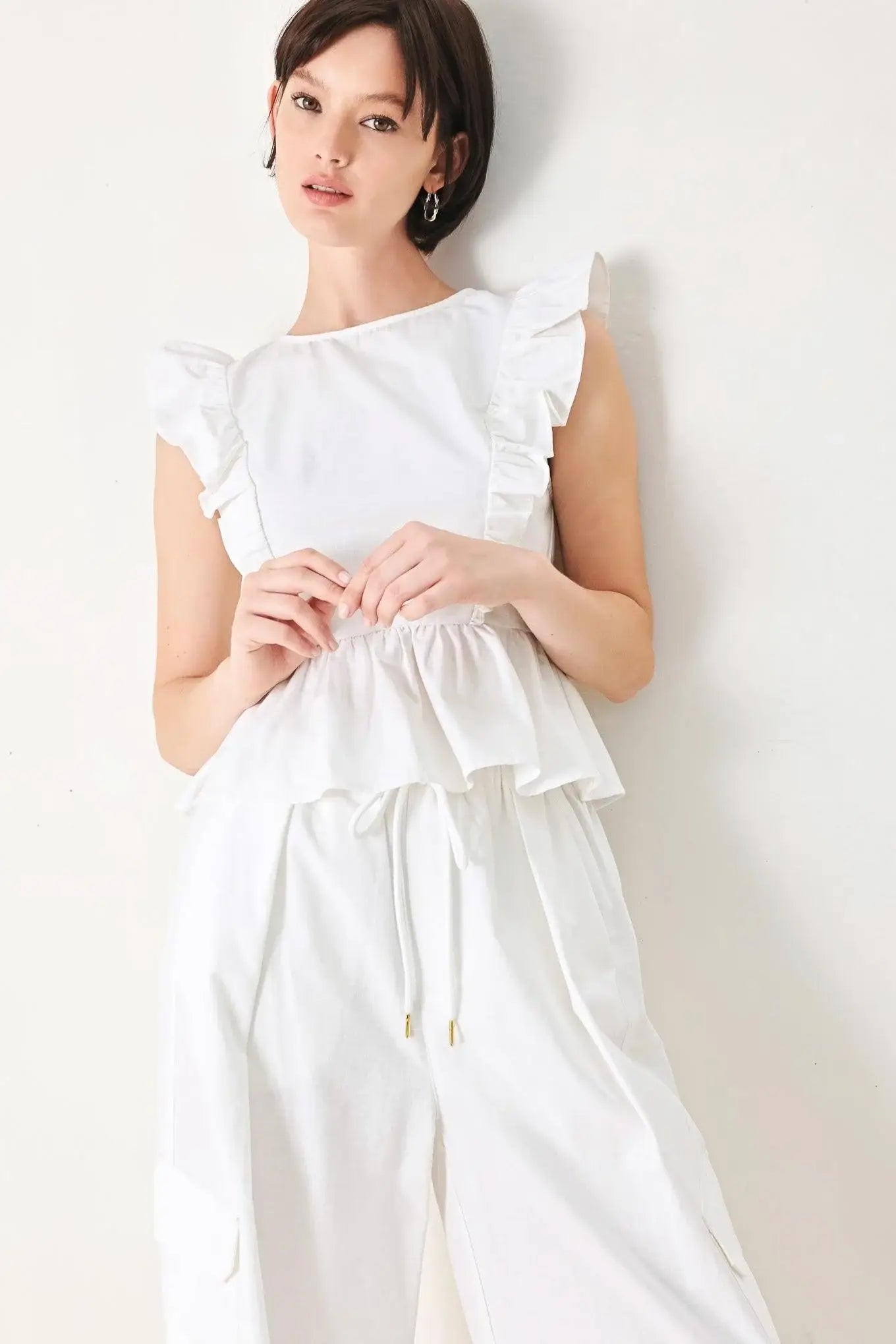 WHITE BLOSSOM WOVEN TOP - Flying Tomato - Flyclothing LLC