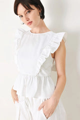 WHITE BLOSSOM WOVEN TOP - Flying Tomato - Flyclothing LLC