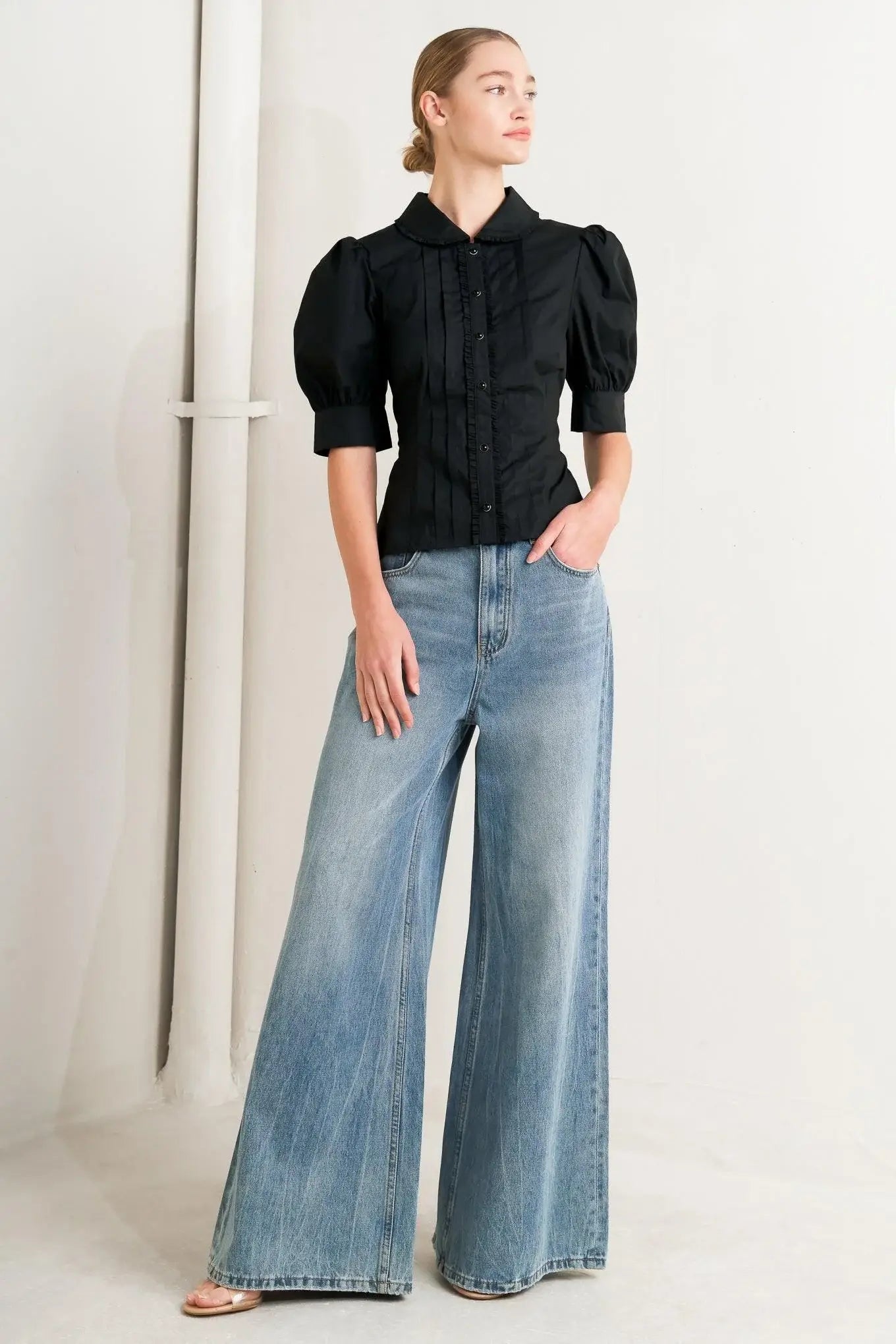 REFINED ROMANCE WOVEN TOP - Flying Tomato - Flyclothing LLC