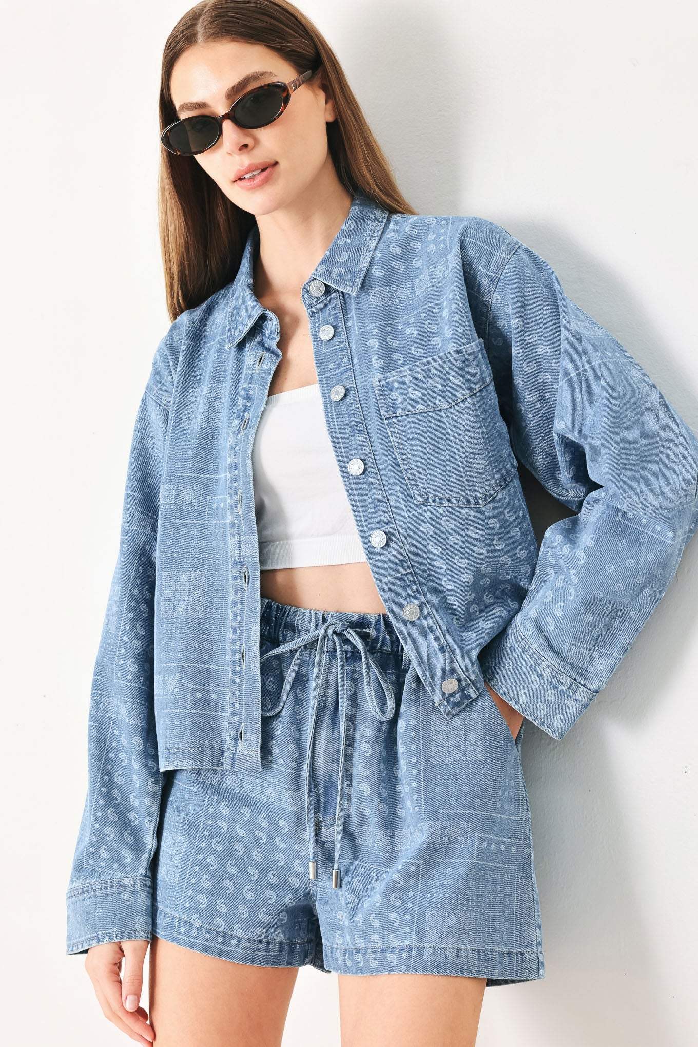 VINTAGE BANDANA DENIM JACKET - Flying Tomato - Flyclothing LLC