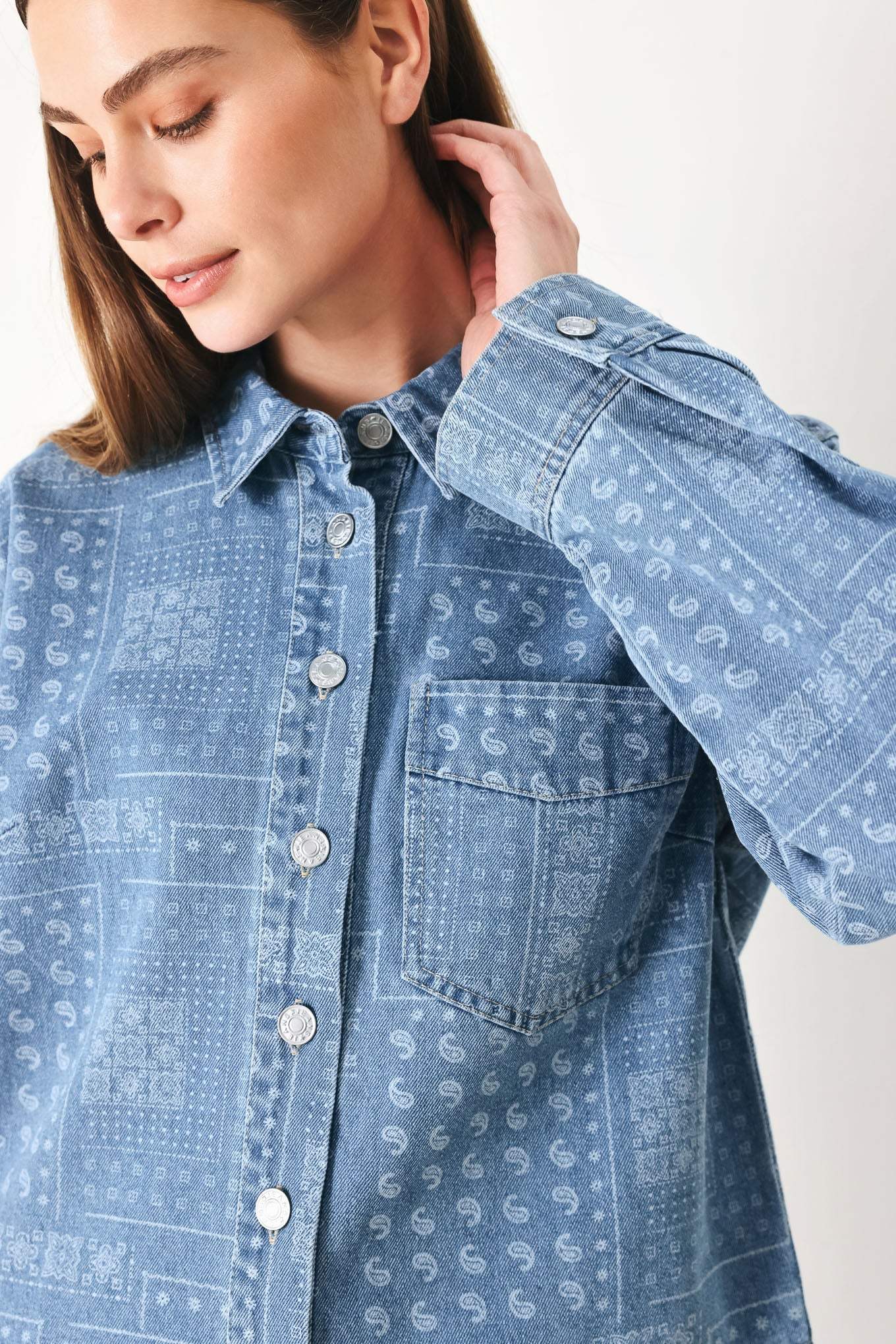 VINTAGE BANDANA DENIM JACKET - Flying Tomato - Flyclothing LLC