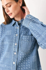 VINTAGE BANDANA DENIM JACKET - Flying Tomato - Flyclothing LLC