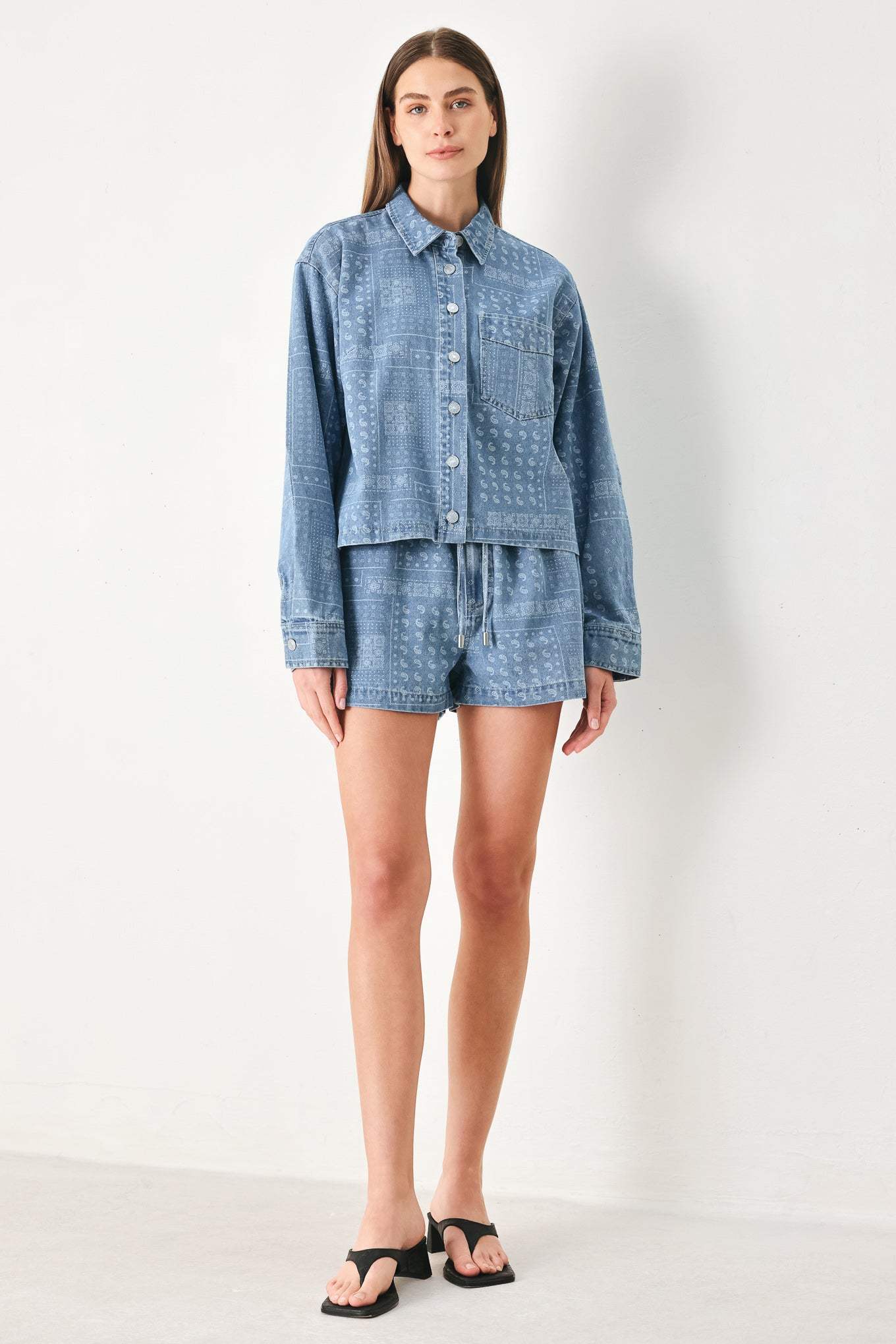 VINTAGE BANDANA DENIM JACKET - Flying Tomato - Flyclothing LLC