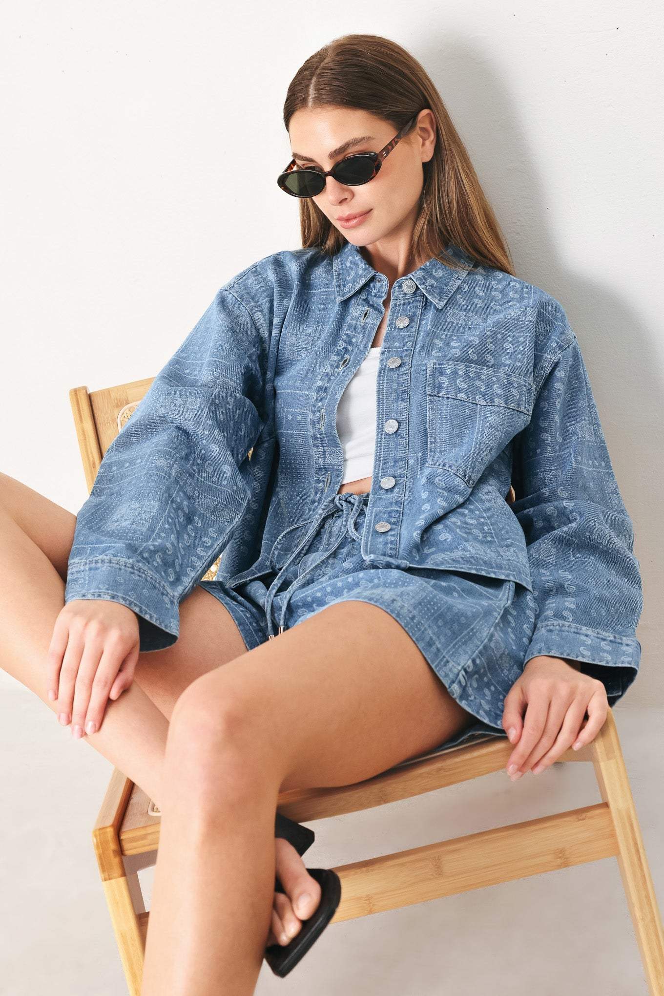 VINTAGE BANDANA DENIM JACKET - Flying Tomato - Flyclothing LLC