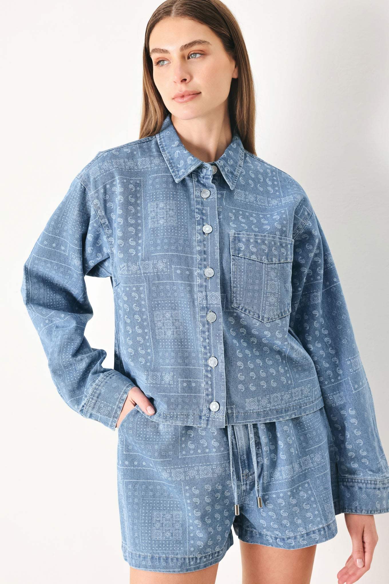 VINTAGE BANDANA DENIM JACKET - Flying Tomato - Flyclothing LLC