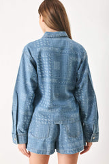 VINTAGE BANDANA DENIM JACKET - Flying Tomato - Flyclothing LLC