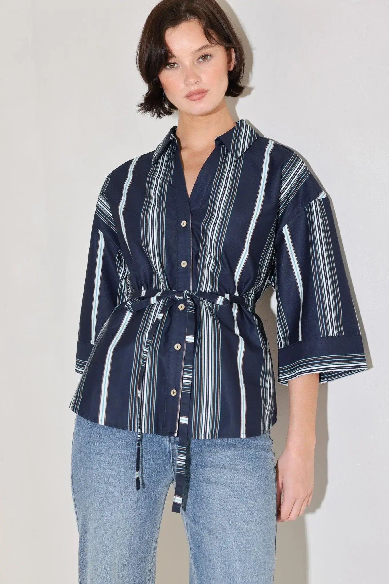 CITY STRIPE WOVEN TOP - Flying Tomato - Flyclothing LLC