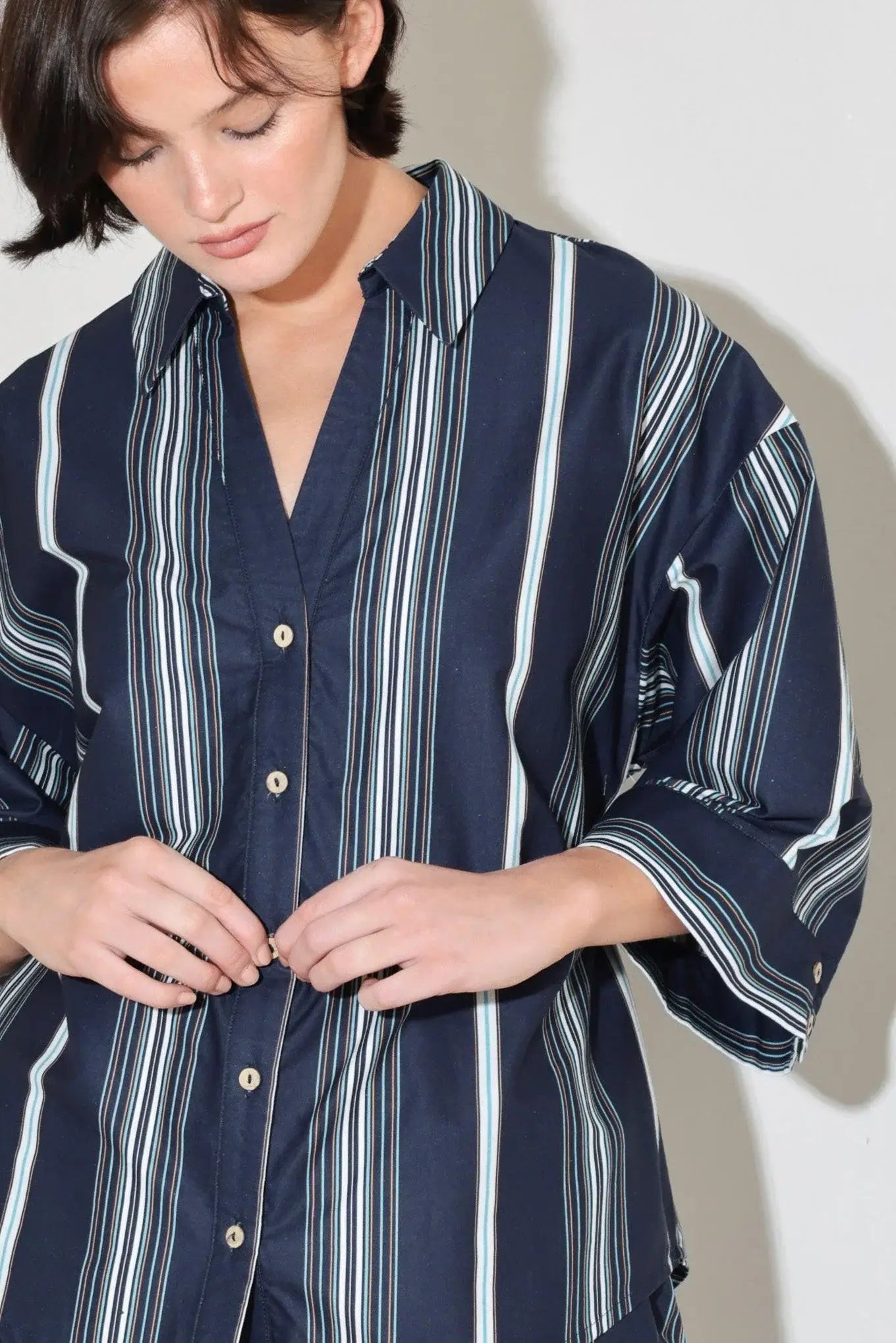 CITY STRIPE WOVEN TOP - Flying Tomato - Flyclothing LLC