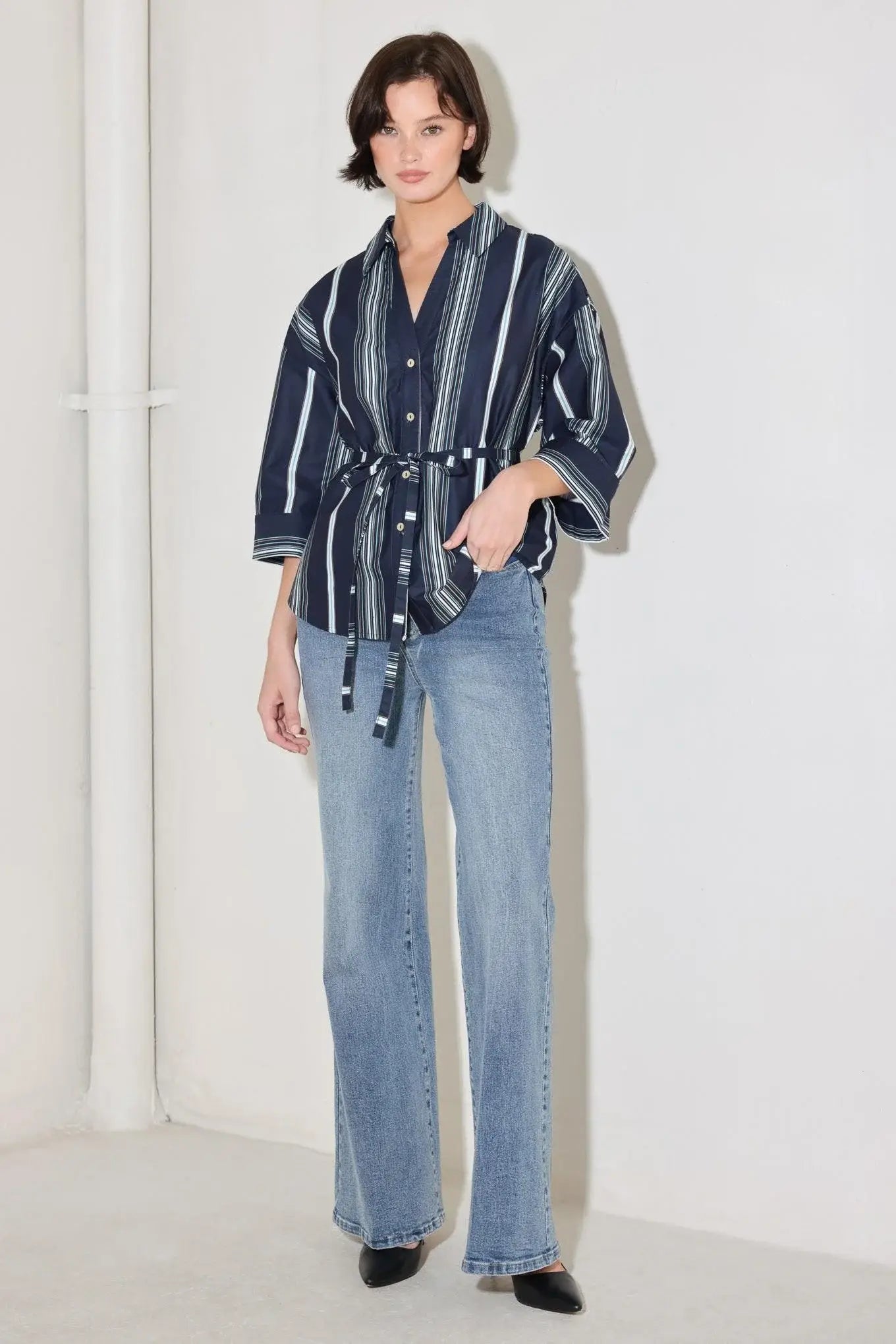 CITY STRIPE WOVEN TOP - Flying Tomato - Flyclothing LLC