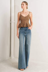 PURELY ROMANTIC WOVEN LACE CAMI TOP