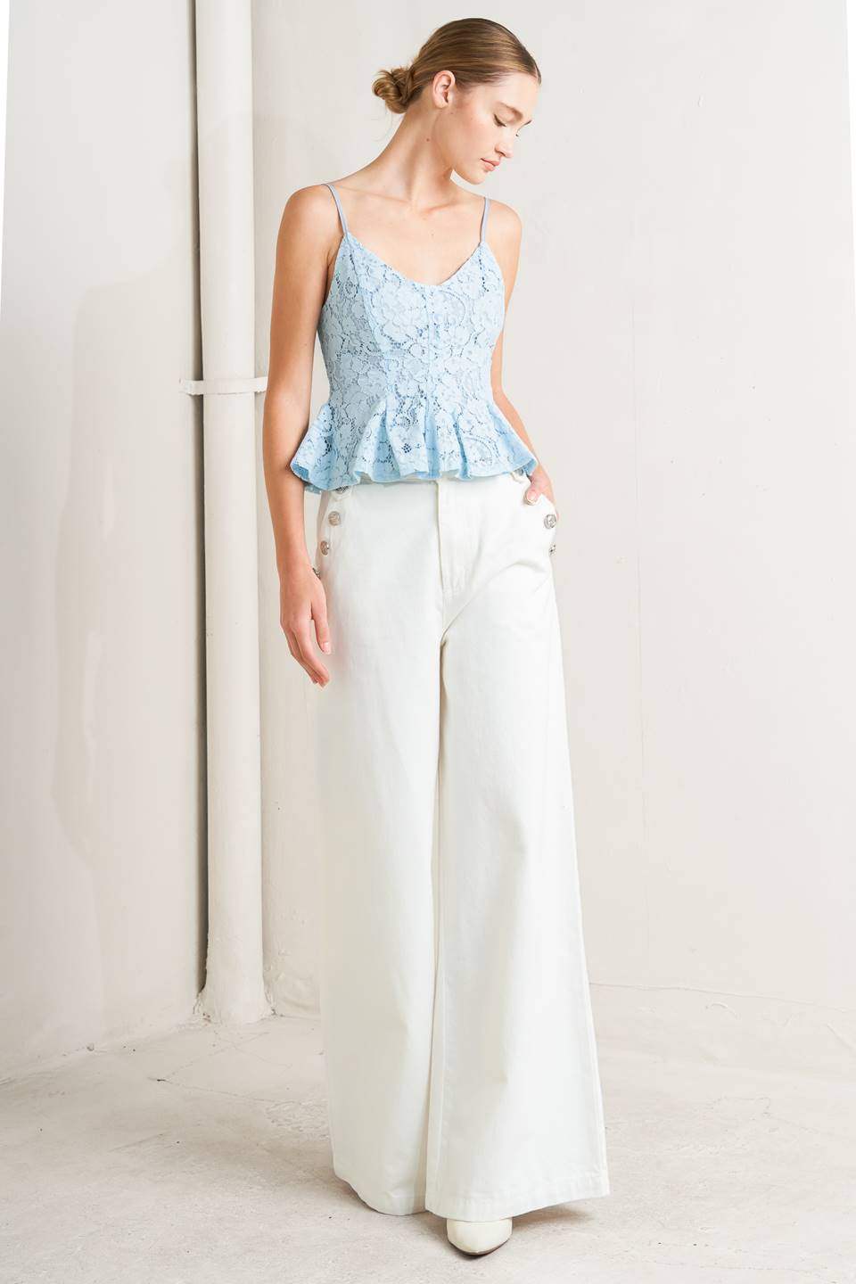 PURELY ROMANTIC WOVEN LACE CAMI TOP
