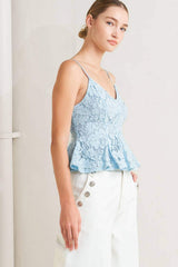 PURELY ROMANTIC WOVEN LACE CAMI TOP