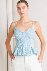 PURELY ROMANTIC WOVEN LACE CAMI TOP