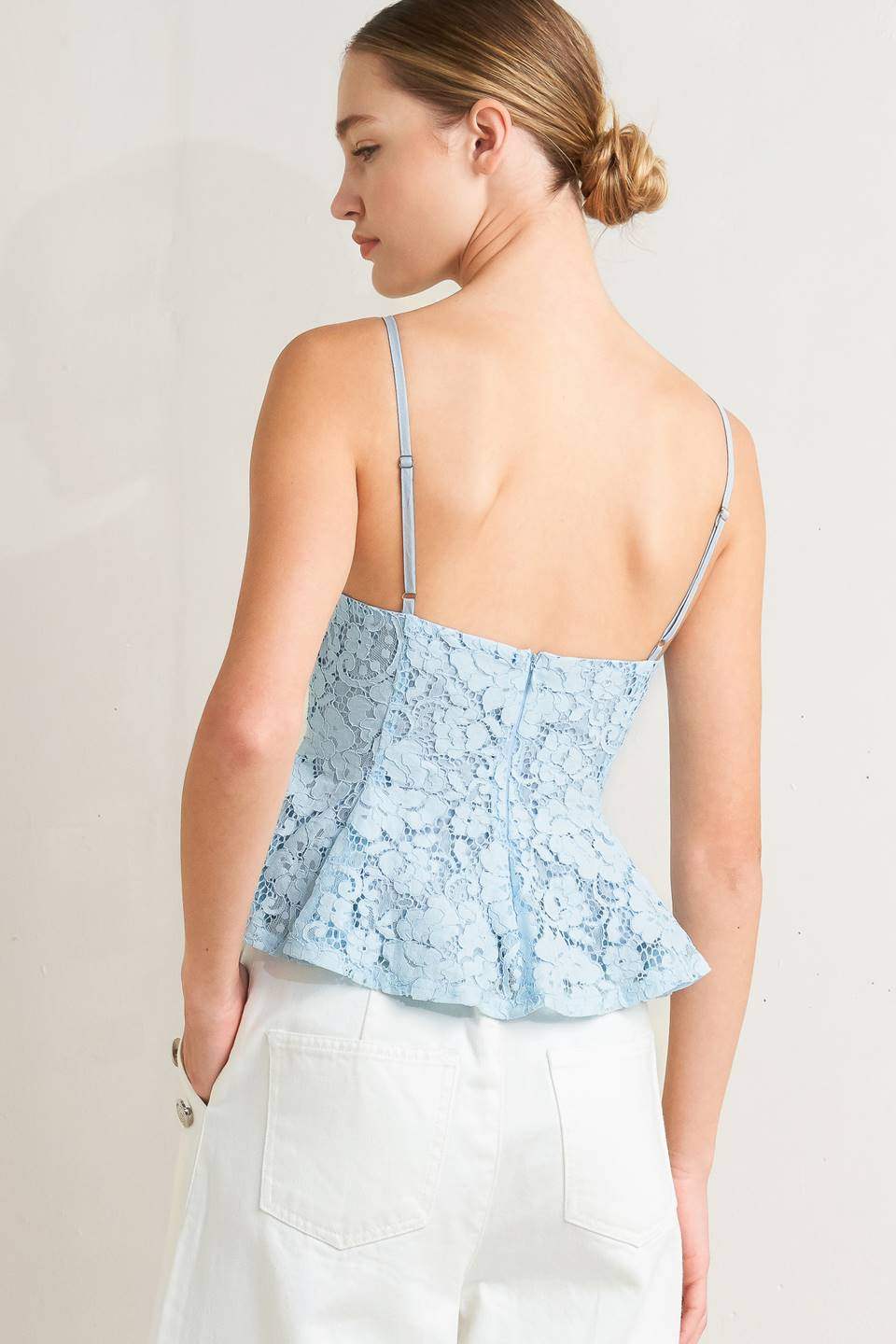 PURELY ROMANTIC WOVEN LACE CAMI TOP