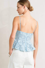 PURELY ROMANTIC WOVEN LACE CAMI TOP