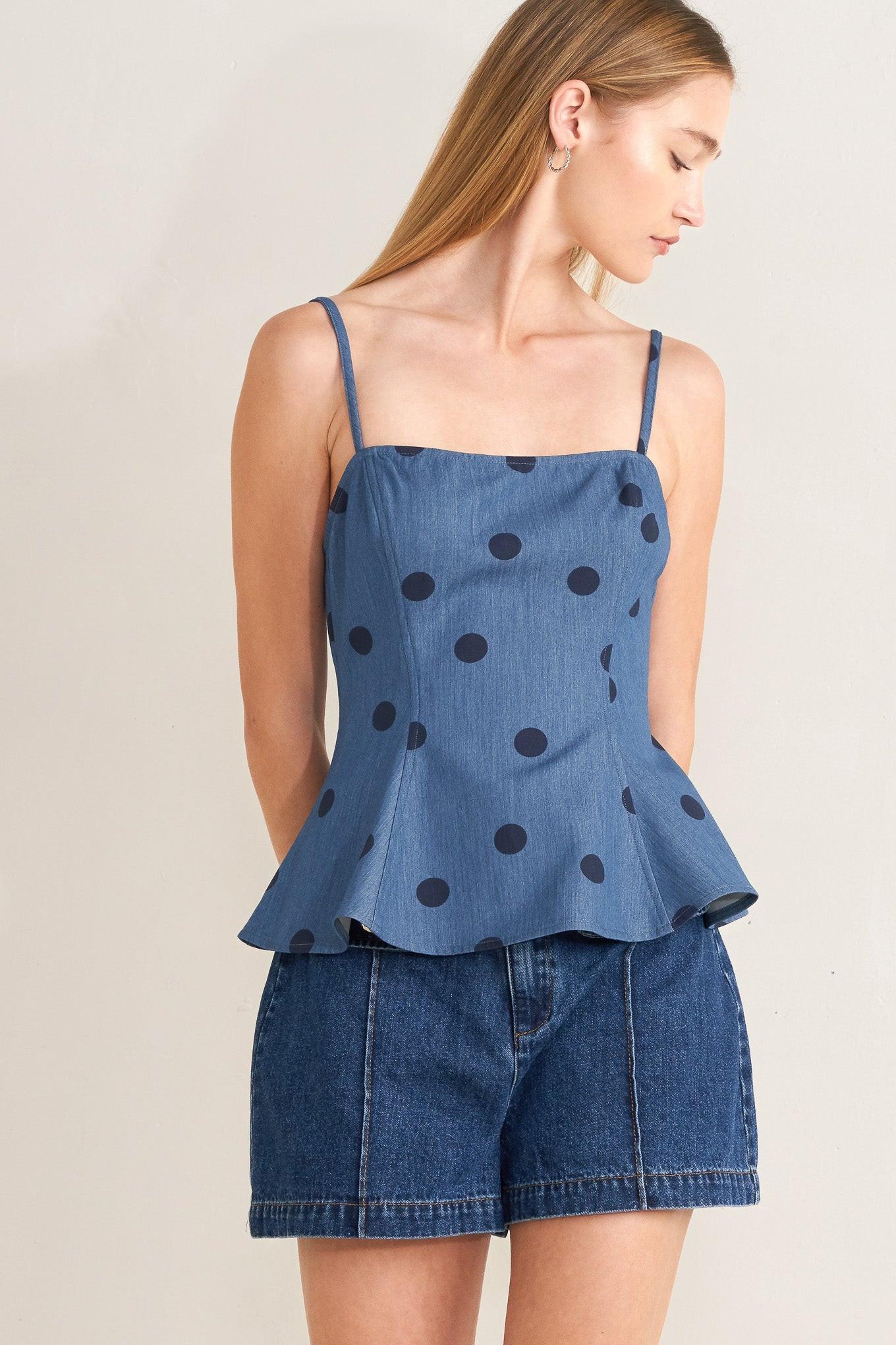 MIDNIGHT POLKA WOVEN TOP - Flying Tomato - Flyclothing LLC