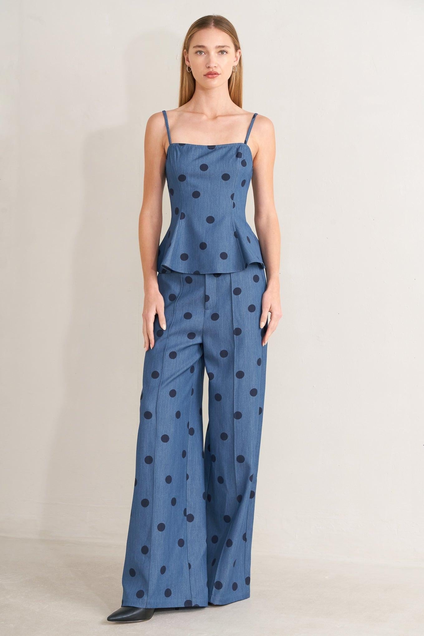MIDNIGHT POLKA WOVEN TOP - Flying Tomato - Flyclothing LLC