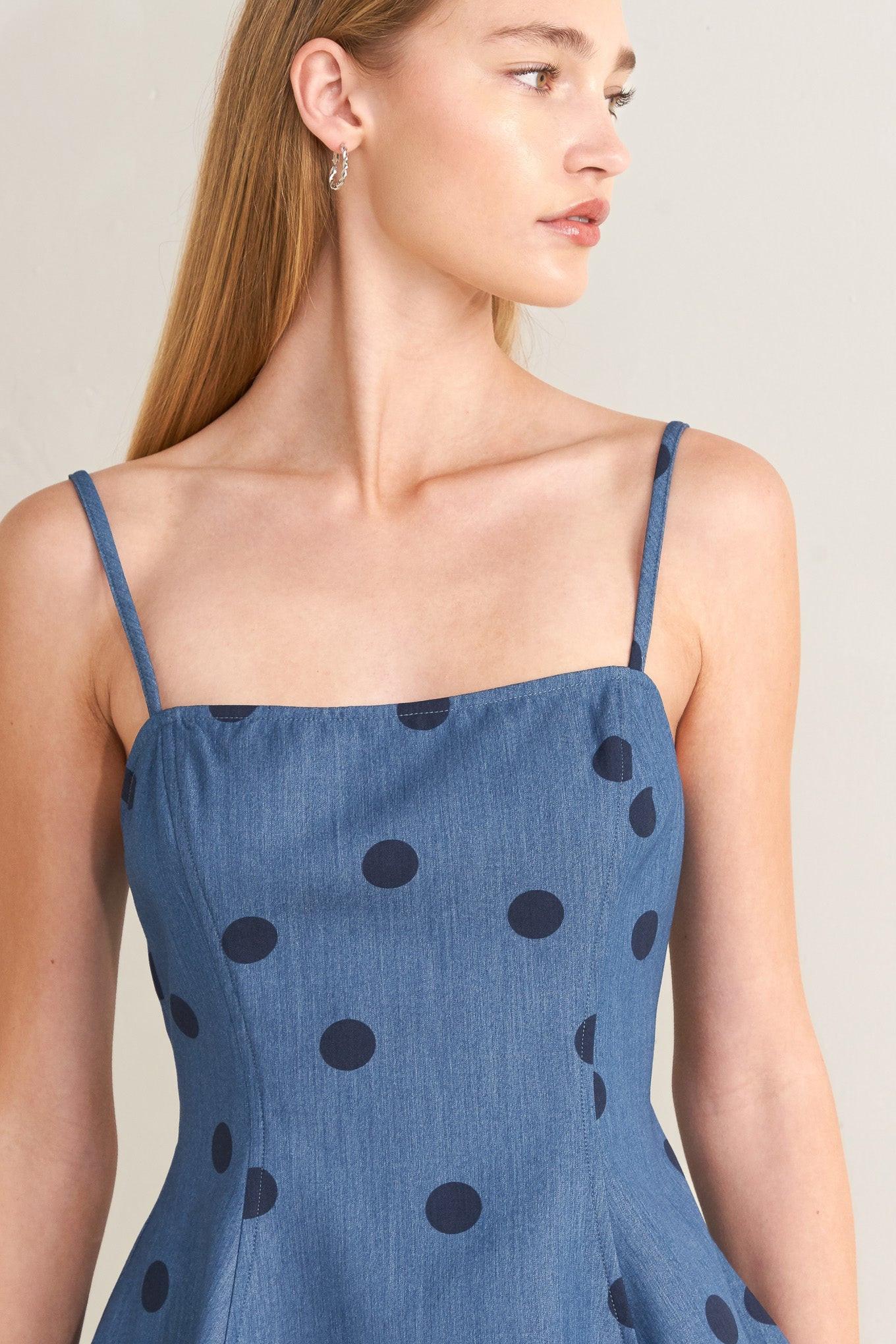 MIDNIGHT POLKA WOVEN TOP - Flying Tomato - Flyclothing LLC