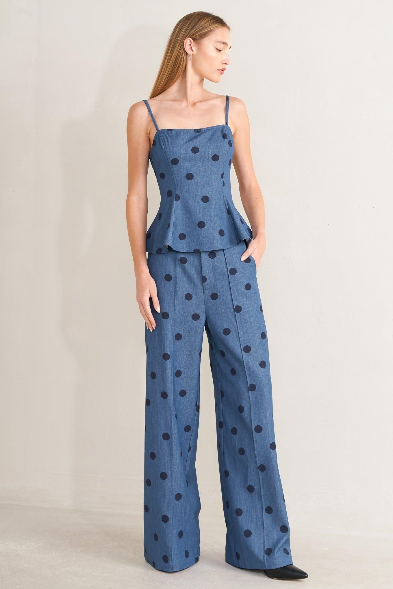 MIDNIGHT POLKA WOVEN TOP - Flying Tomato - Flyclothing LLC