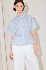SKYLINE STRIPE WOVEN TOP - Flying Tomato - Flyclothing LLC