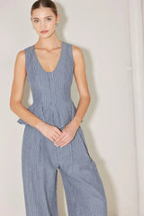 MARINA PINSTRIPE WOVEN TOP - Flying Tomato - Flyclothing LLC