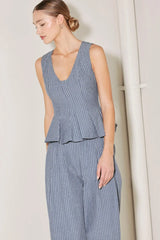 MARINA PINSTRIPE WOVEN TOP - Flying Tomato - Flyclothing LLC