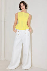 MODERN SHAPE YELLOW WOVEN TOP - Flying Tomato - Flyclothing LLC