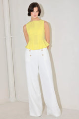 MODERN SHAPE YELLOW WOVEN TOP - Flying Tomato - Flyclothing LLC