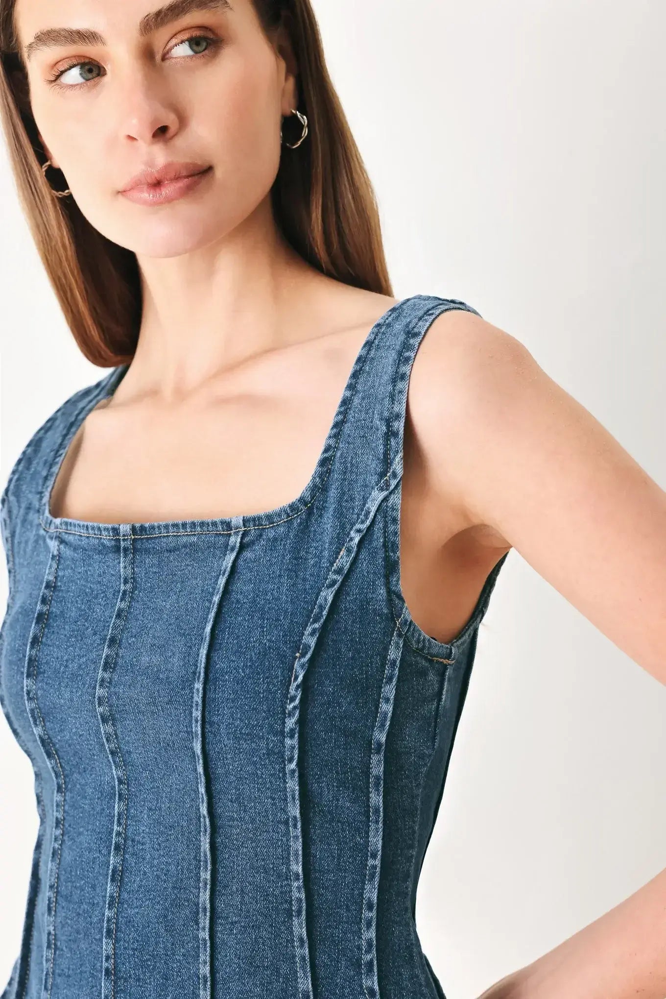 HONEYLINE DENIM TOP - Flying Tomato - Flyclothing LLC