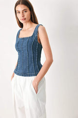 HONEYLINE DENIM TOP - Flying Tomato - Flyclothing LLC