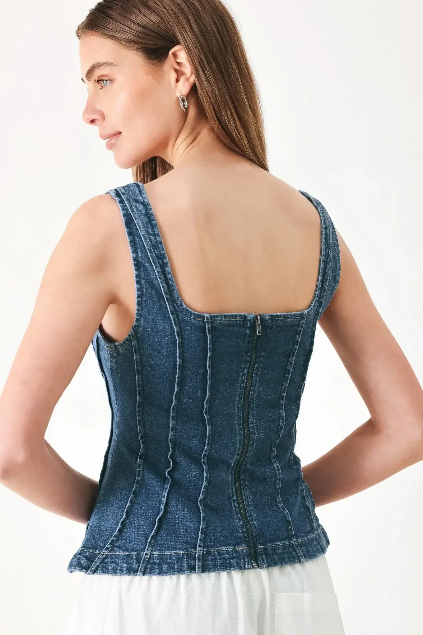 HONEYLINE DENIM TOP - Flying Tomato - Flyclothing LLC