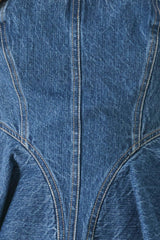 BLUE BLOSSOM BUSTIER DENIM TOP - Flying Tomato - Flyclothing LLC