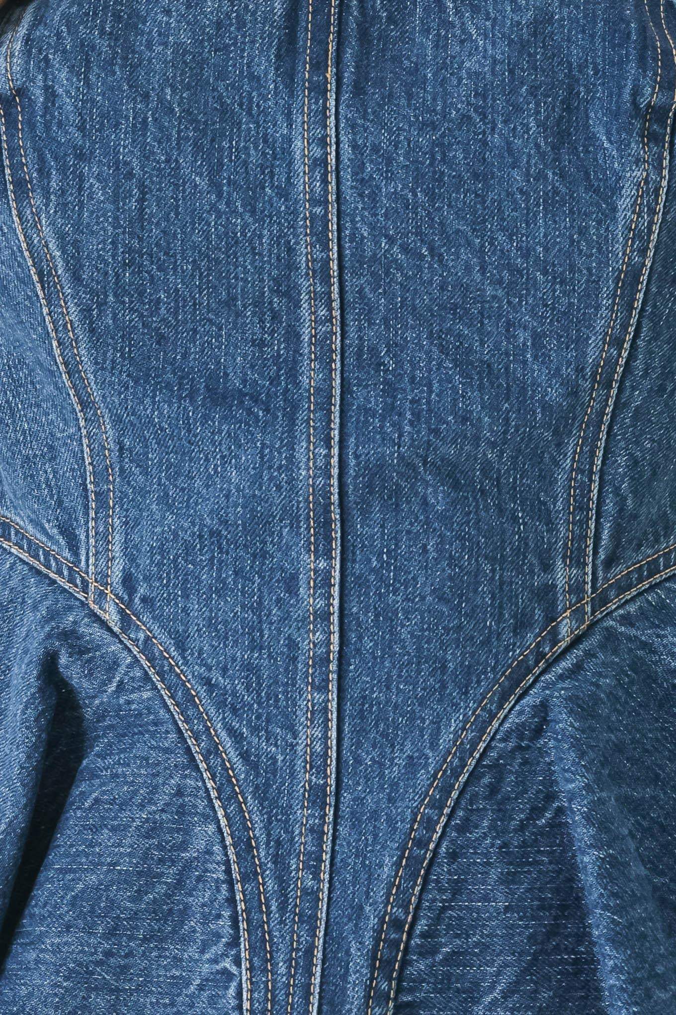 BLUE BLOSSOM BUSTIER DENIM TOP - Flying Tomato - Flyclothing LLC
