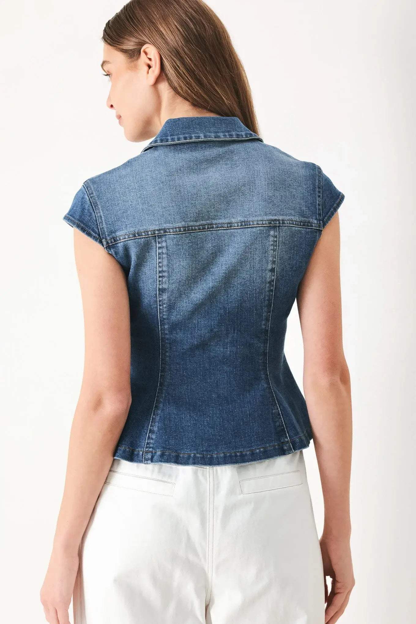 LOVELY COLLAR DENIM TOP - Flying Tomato - Flyclothing LLC